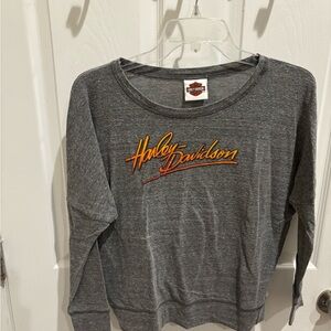 Harley-Davidson Women's Gray and Orange Crew long sleeve